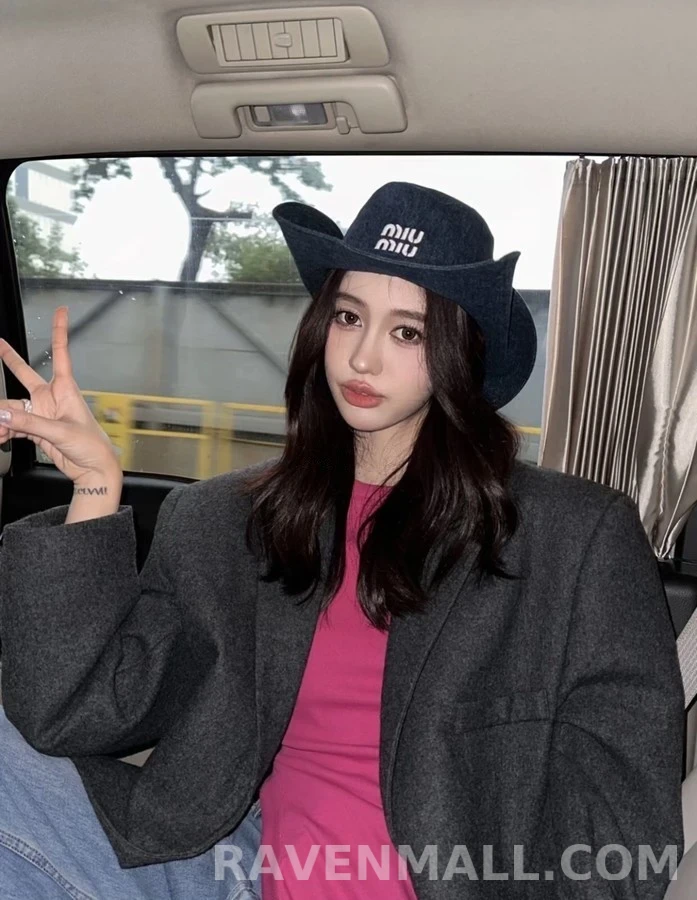 미우미우 미우미우 데님 로고 버킷햇 상세 이미지
