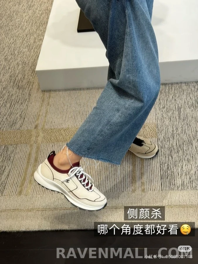샤넬 샤넬 삭스 패널 스웨이드 스니커즈 상세 이미지