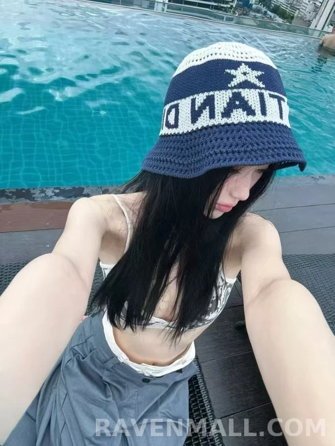 디올 디올 레터링 스타 니트 버킷햇 상세 이미지