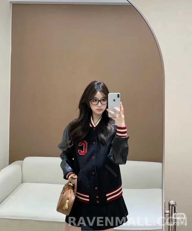 셀린느 셀린느 레터 C 패치 울 레더 바시티 자켓 상세 이미지