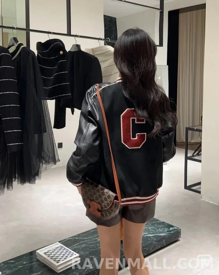 셀린느 셀린느 레터 C 패치 울 레더 바시티 자켓 상세 이미지