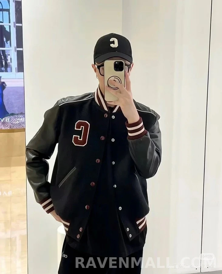 셀린느 셀린느 레터 C 패치 울 레더 바시티 자켓 상세 이미지