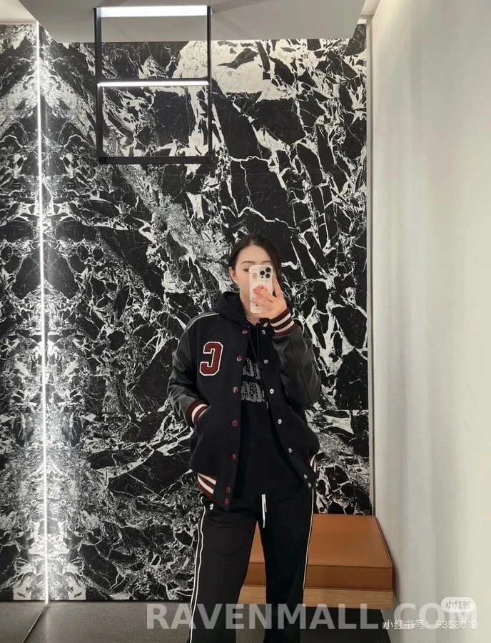 셀린느 셀린느 레터 C 패치 울 레더 바시티 자켓 상세 이미지