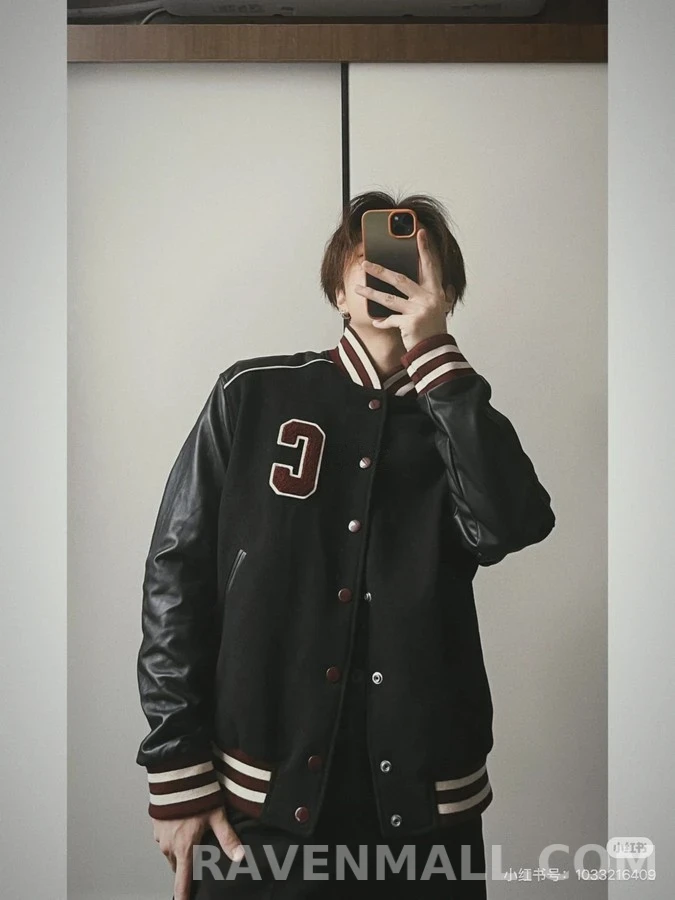 셀린느 셀린느 레터 C 패치 울 레더 바시티 자켓 상세 이미지