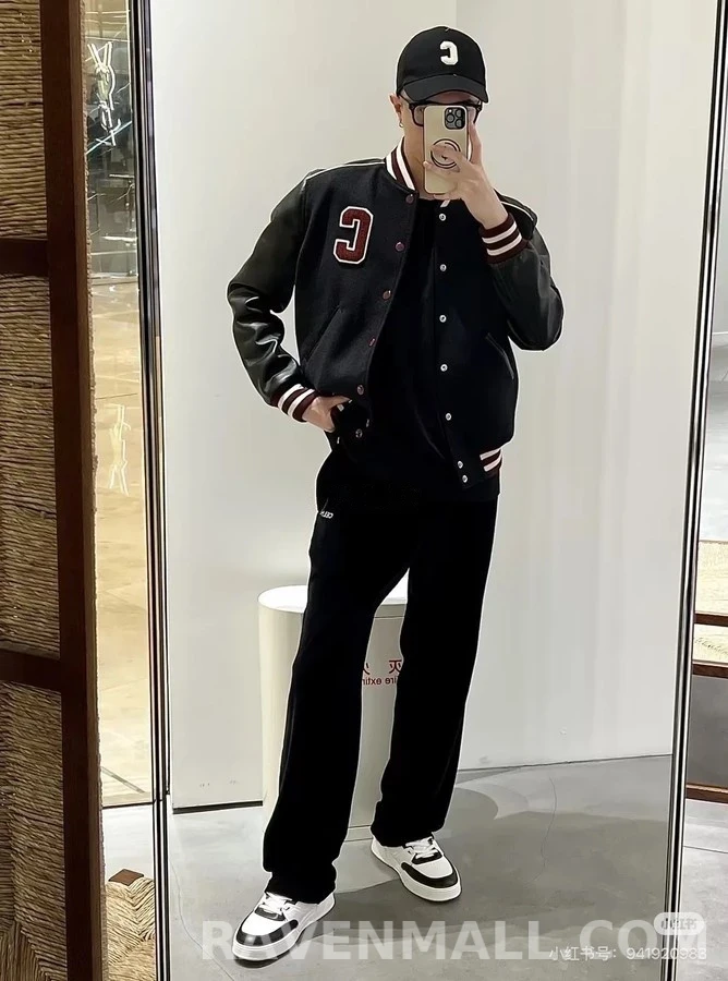 셀린느 셀린느 레터 C 패치 울 레더 바시티 자켓 상세 이미지