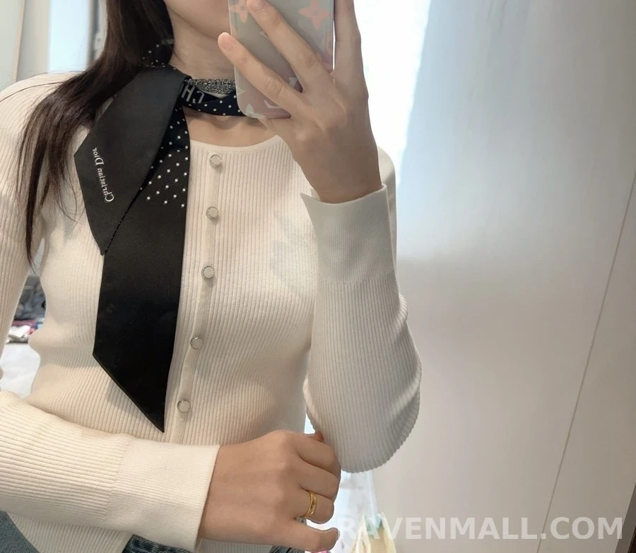 디올 디올 도트 패턴 트윌리 스카프 상세 이미지