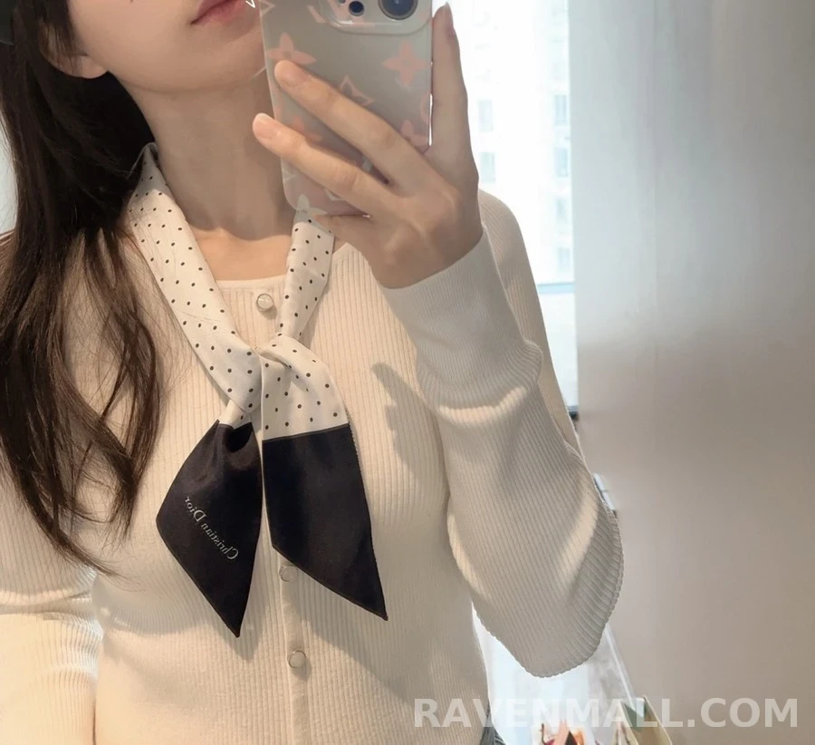 디올 디올 도트 실크 밴도 스카프 상세 이미지