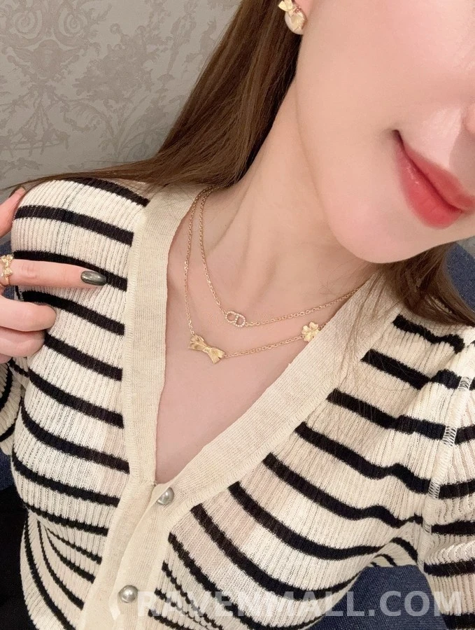 디올 디올 보우 클로버 레이어드 목걸이 상세 이미지