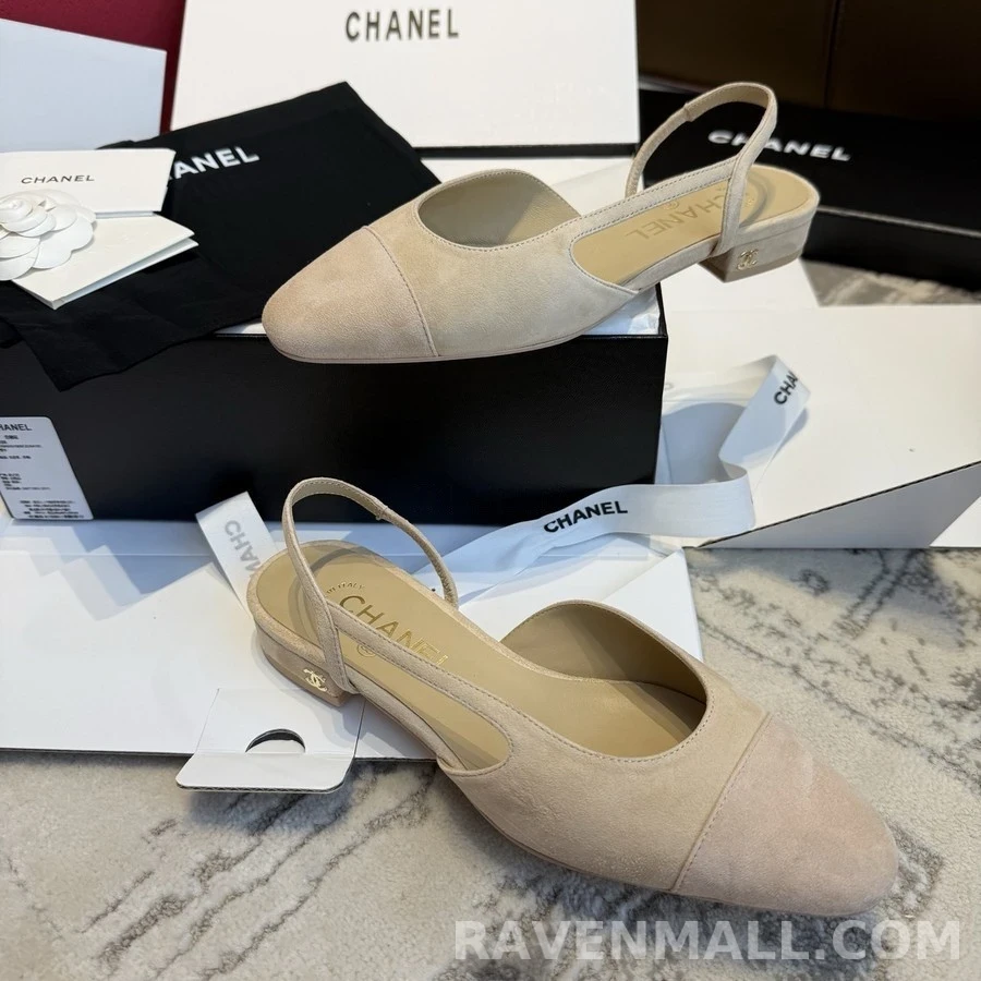 샤넬 샤넬 스웨이드 슬링백 펌프스 상세 이미지