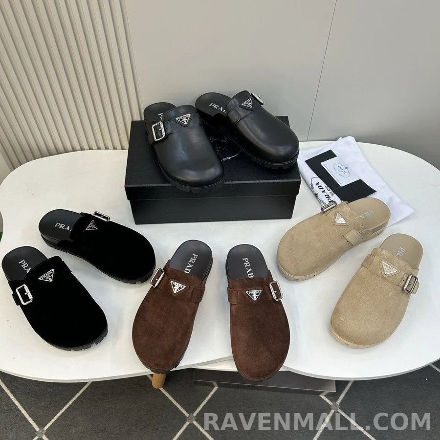프라다 프라다 에나멜 트라이앵글 로고 뮬 상세 이미지