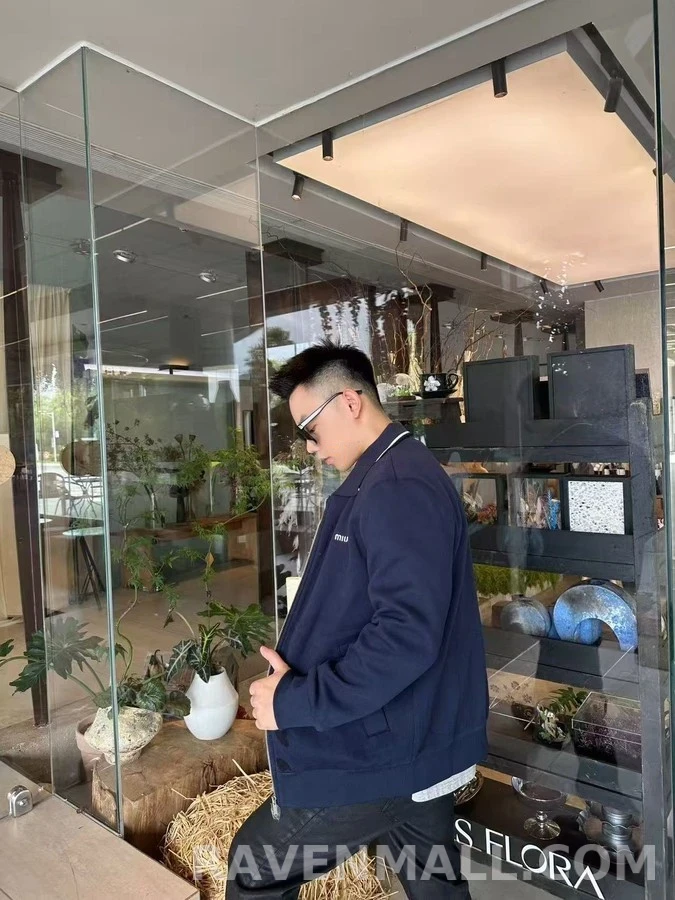 미우미우 미우미우 자수 피케 집업 니트 상세 이미지