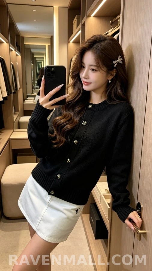 샤넬 샤넬 레터링 로고 버튼 라운드넥 가디건 상세 이미지