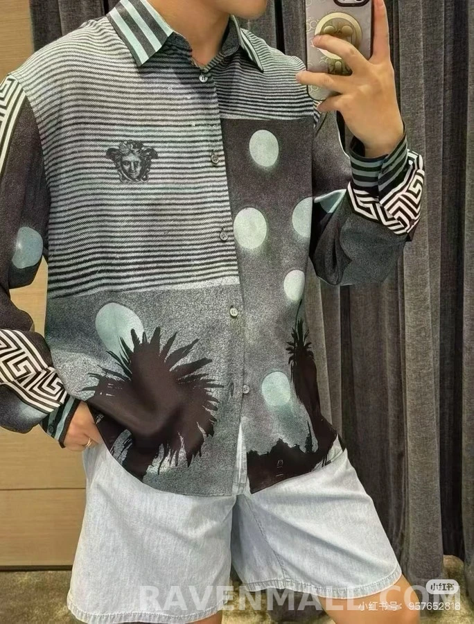 베르사체 베르사체 선셋 팜스 긴팔 티셔츠 상세 이미지
