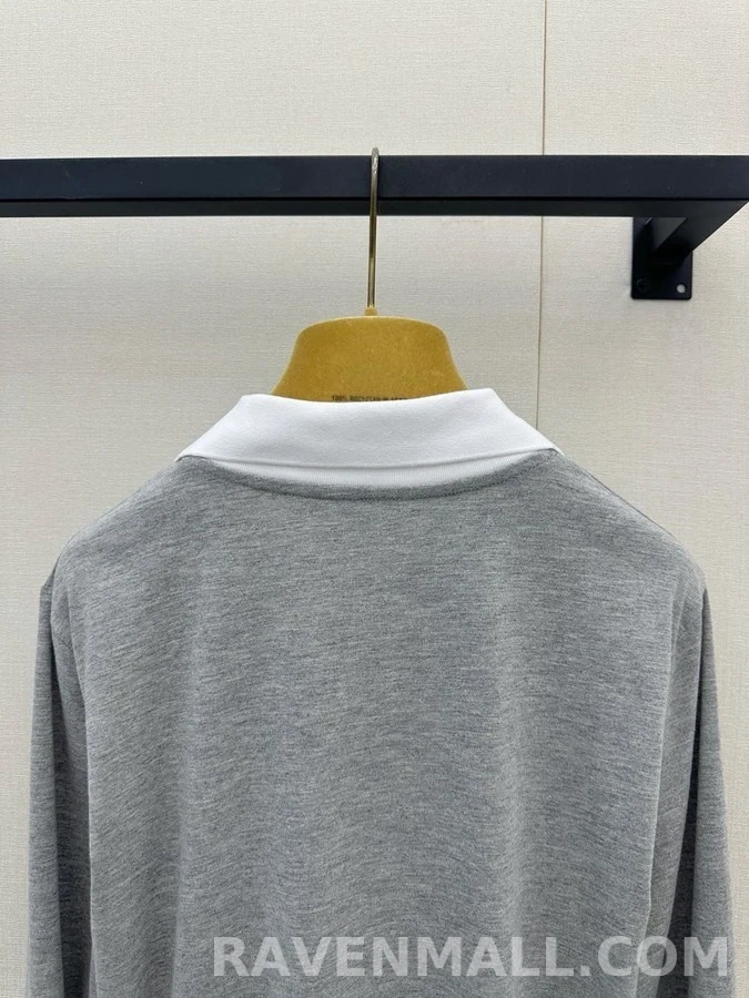 폴로 랄프 로렌 폴로 랄프 로렌 회색 배색 폴로넥 긴팔 티셔츠 상세 이미지