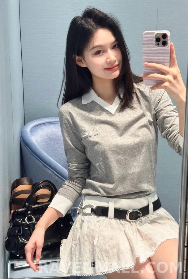 폴로 랄프 로렌 폴로 랄프 로렌 회색 배색 폴로넥 긴팔 티셔츠 상세 이미지