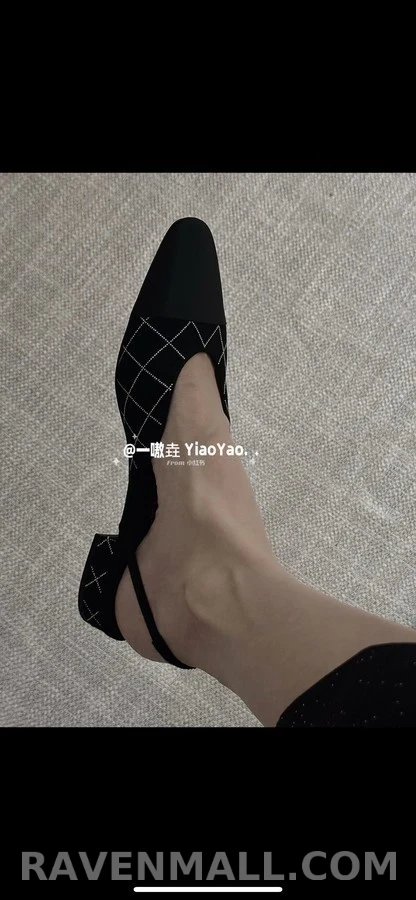 샤넬 샤넬 수술 장식 퀼팅 슬링백 플랫 상세 이미지