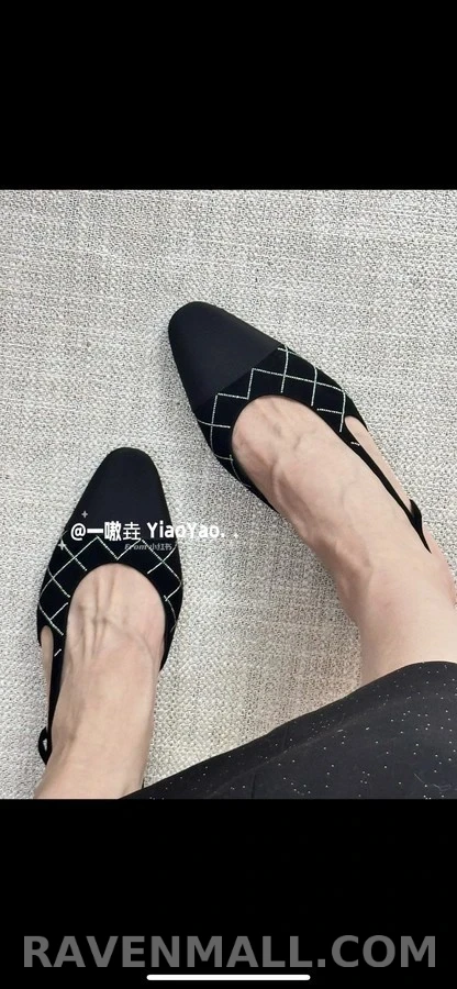 샤넬 샤넬 수술 장식 퀼팅 슬링백 플랫 상세 이미지