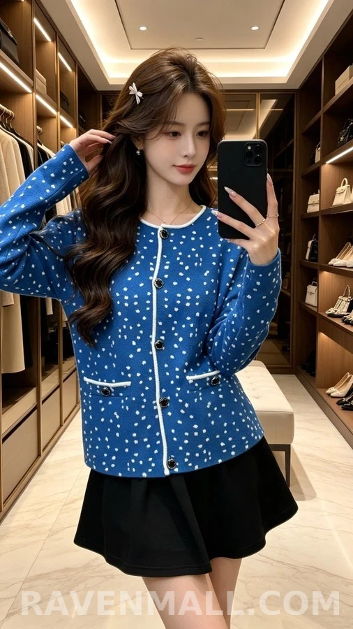 샤넬 샤넬 로고 별 패턴 니트 가디건 상세 이미지