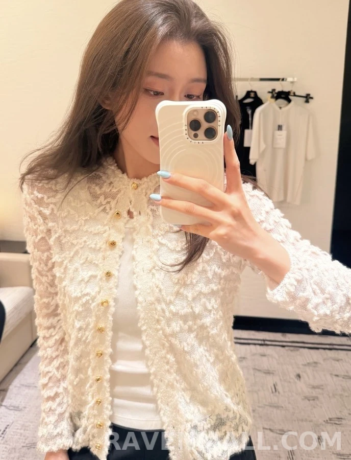 샤넬 샤넬 물결 펀칭 니트 가디건 상세 이미지