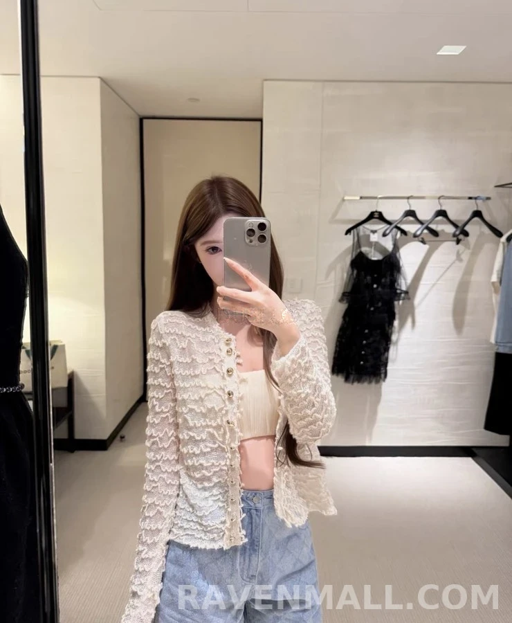 샤넬 샤넬 물결 펀칭 니트 가디건 상세 이미지