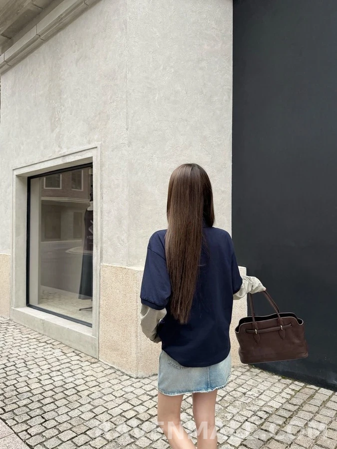 미우미우 미우미우 스트라이프 페이크 레이어드 폴로 긴팔 상세 이미지