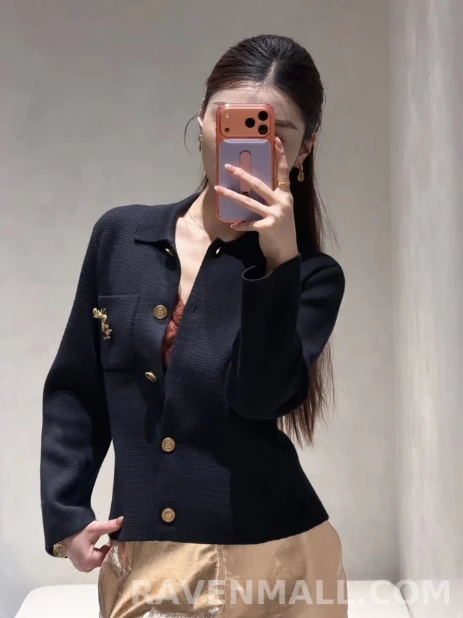 생로랑 세인트로랑 카라 버튼 가디건 상세 이미지