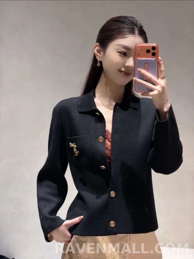 생로랑 세인트로랑 카라 버튼 가디건 상세 이미지