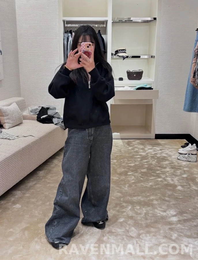 샤넬 샤넬 로고 하프 집업 니트 맨투맨 상세 이미지