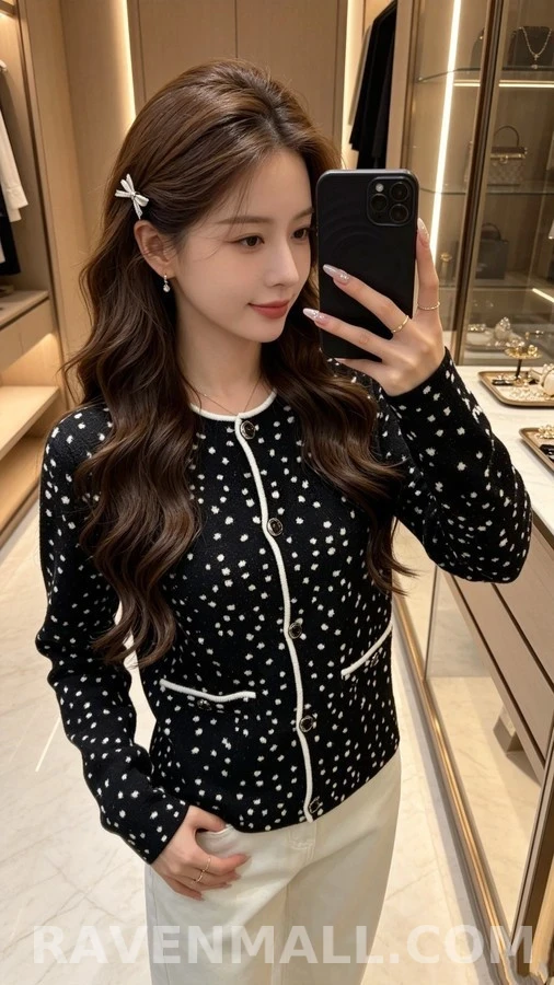 샤넬 샤넬 별 패턴 로고 가디건 상세 이미지