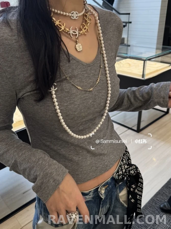 샤넬 샤넬 금은 더블C 체인 초커 상세 이미지