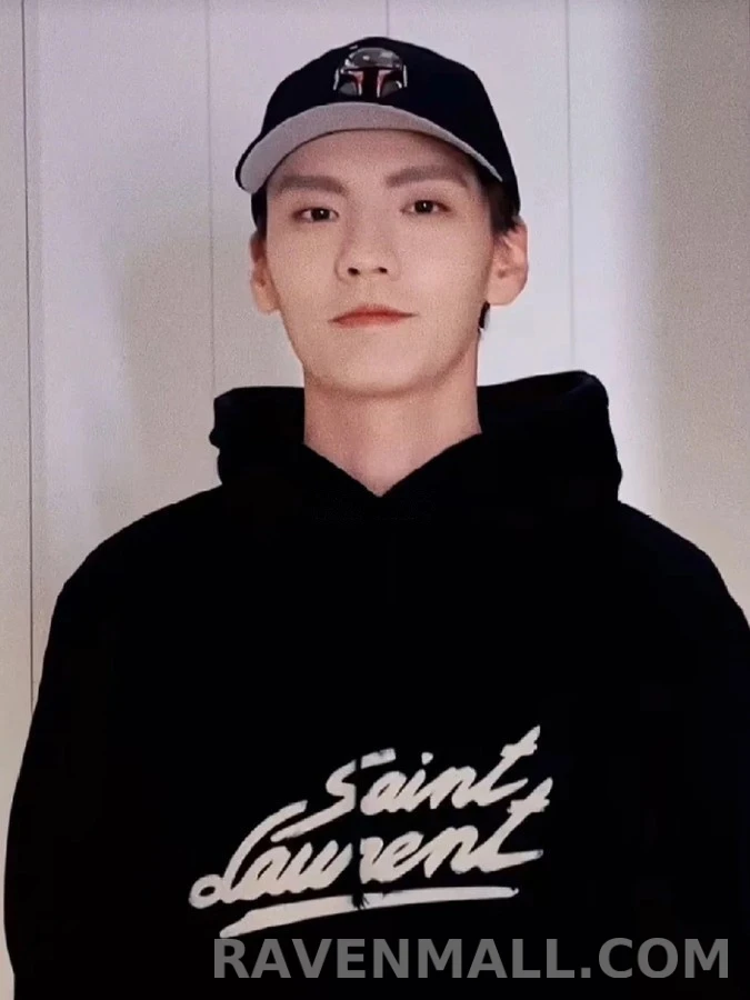 생로랑 세인트로랑 로고 플록 프린트 후드티 상세 이미지