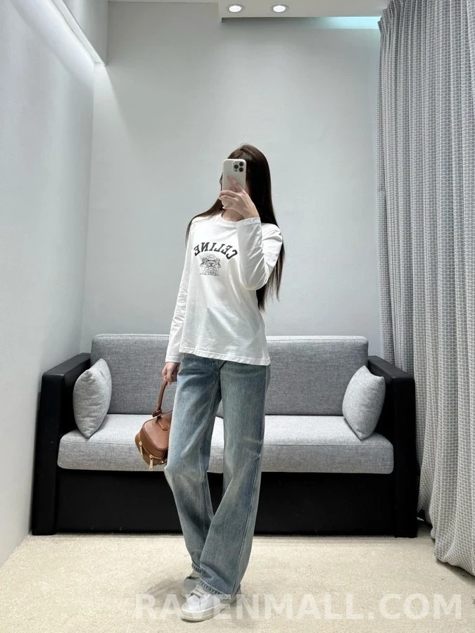 셀린느 셀린느 사자 문양 크롭 긴팔 티셔츠 상세 이미지
