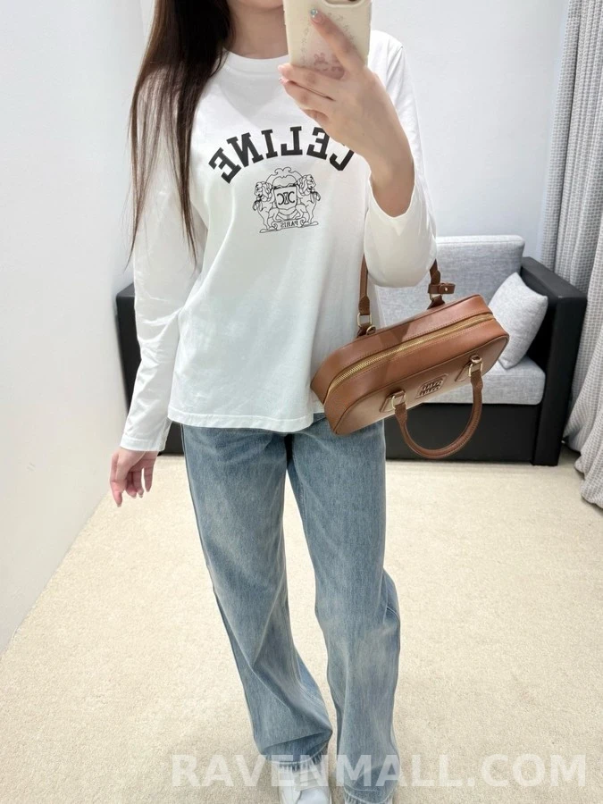 셀린느 셀린느 사자 문양 크롭 긴팔 티셔츠 상세 이미지