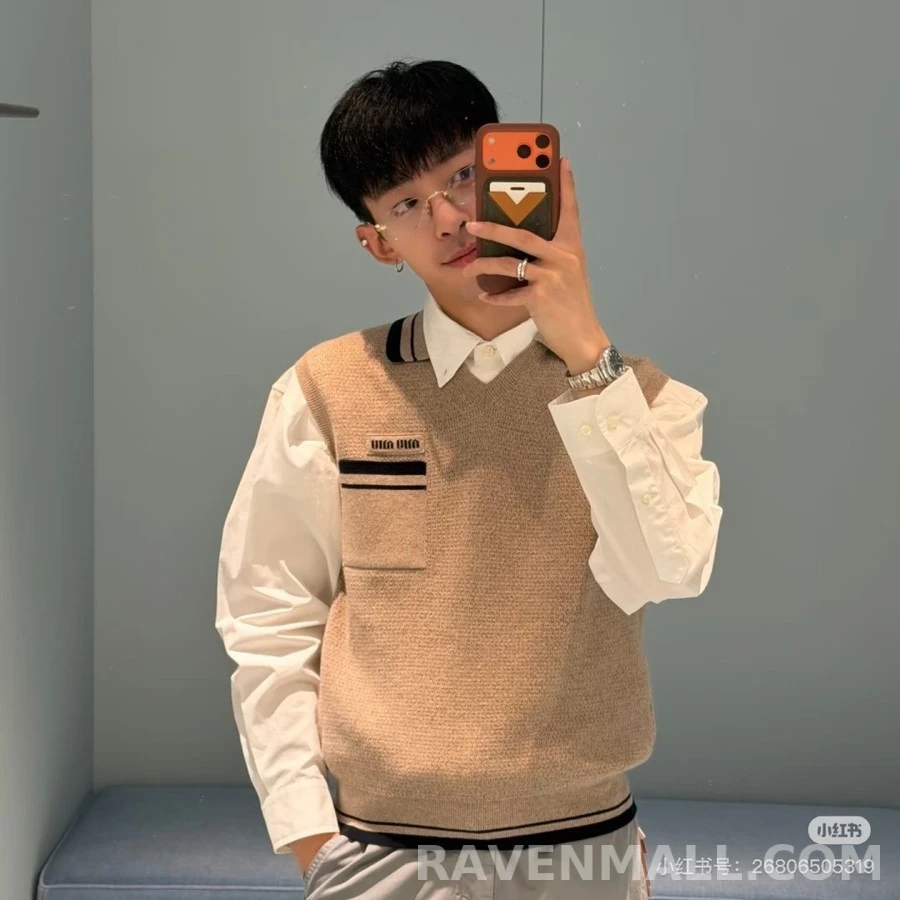 미우미우 미우미우 스트라이프 니트 베스트 상세 이미지