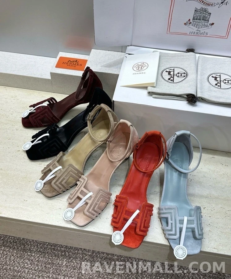 에르메스 에르메스 기하학 커팅 하이힐 샌들 상세 이미지