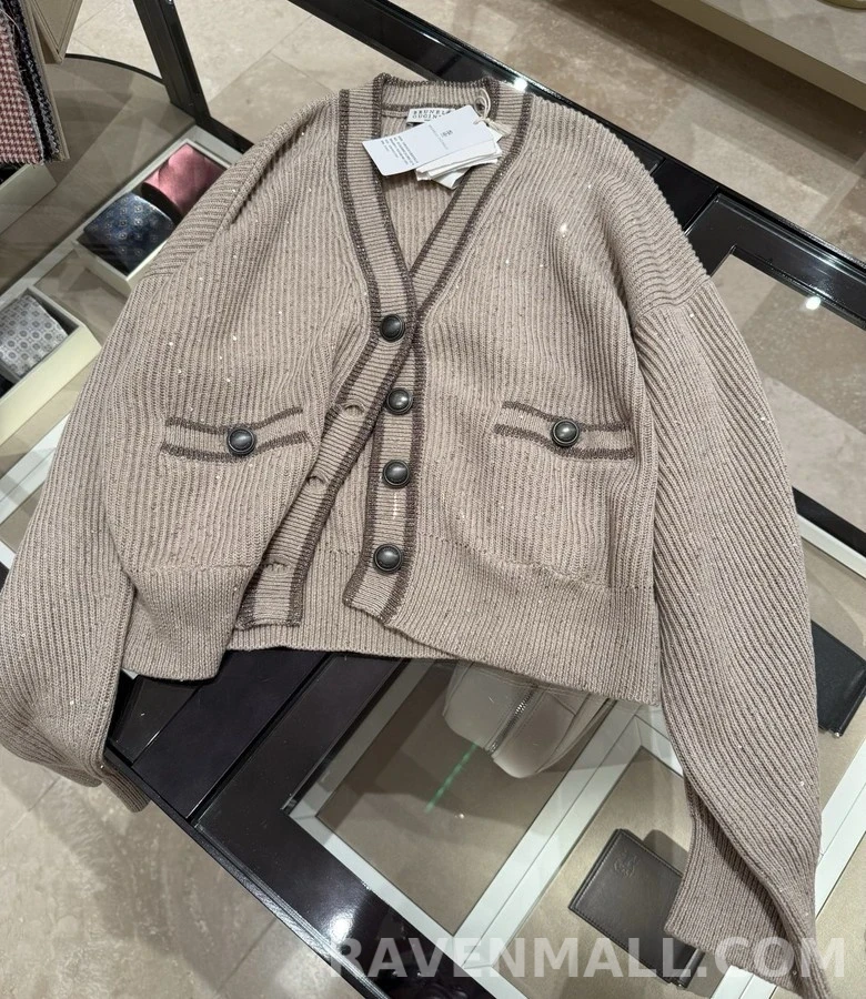 브루넬로 쿠치넬리 브루넬로 쿠치넬리 글리터 립 V넥 가디건 상세 이미지