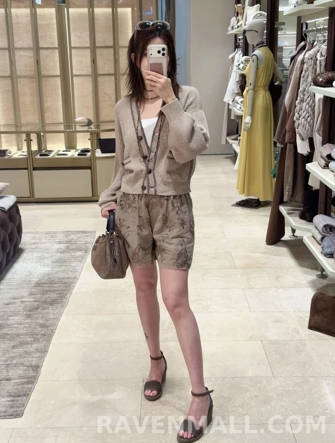 브루넬로 쿠치넬리 브루넬로 쿠치넬리 글리터 립 V넥 가디건 상세 이미지