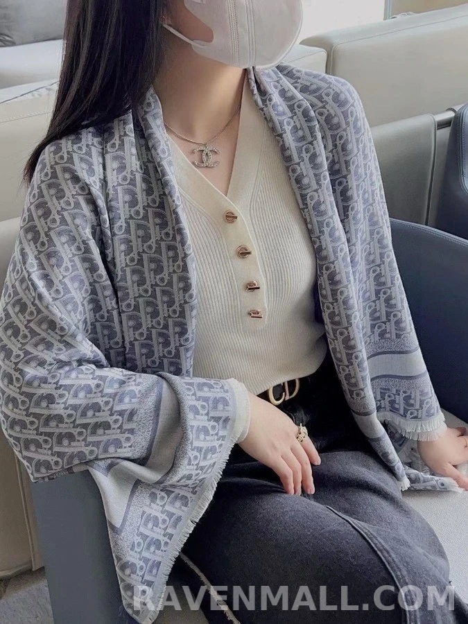 디올 디올 오블리크 패턴 숄 상세 이미지