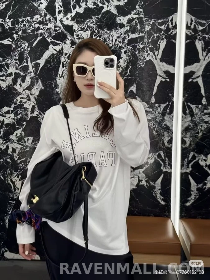 셀린느 셀린느 공심 레터링 긴팔 티셔츠 상세 이미지