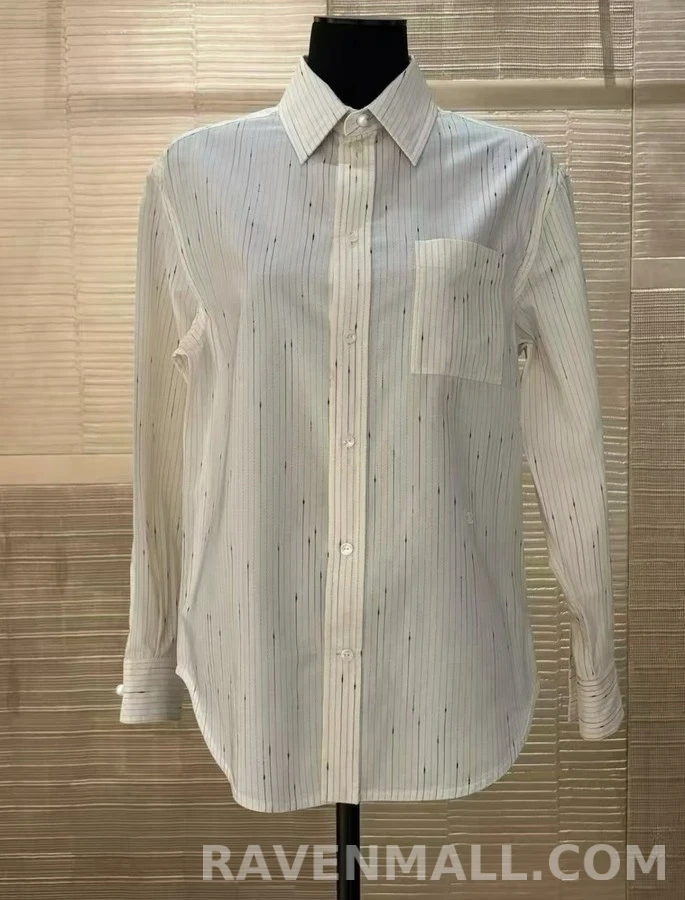 샤넬 샤넬 세로 스트라이프 물방울 프린트 셔츠 상세 이미지