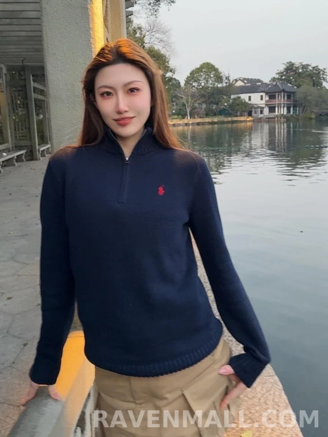 폴로 랄프 로렌 폴로 랄프 로렌 로고 자수 하프집업 니트 상세 이미지
