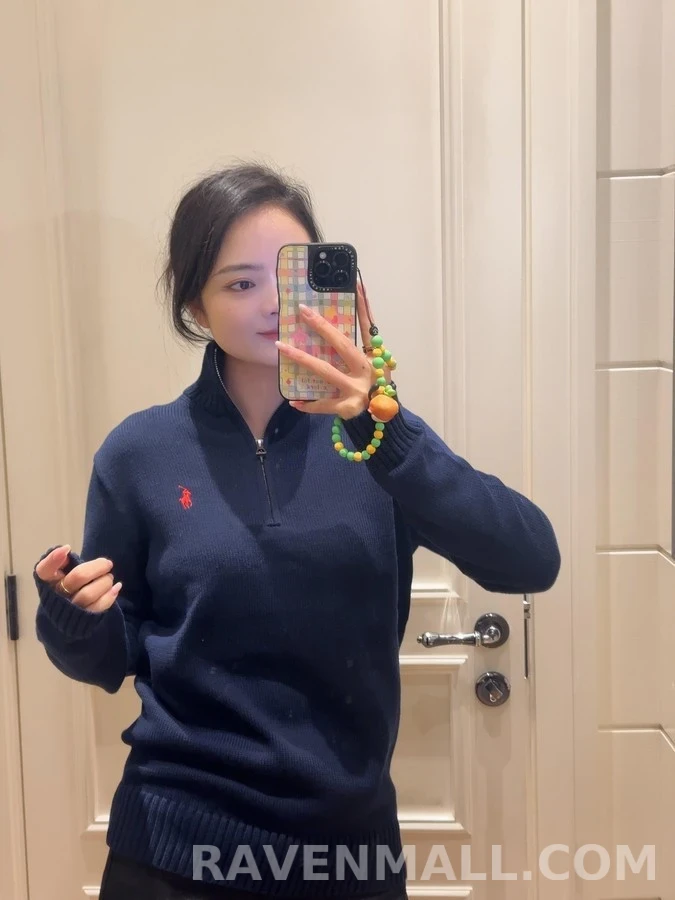 폴로 랄프 로렌 폴로 랄프 로렌 로고 자수 하프집업 니트 상세 이미지