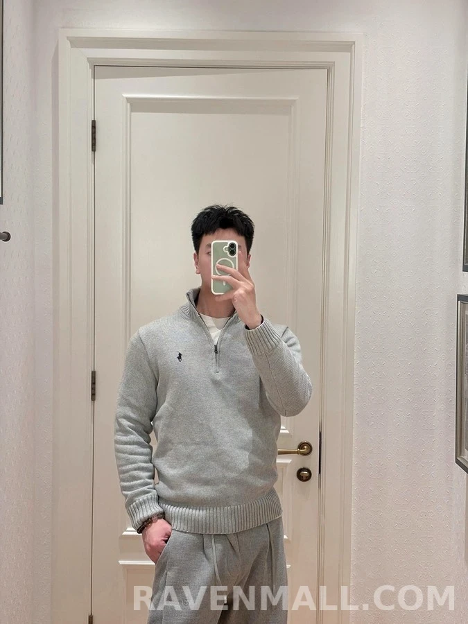 폴로 랄프 로렌 폴로 랄프 로렌 자수 로고 하프집업 니트 상세 이미지