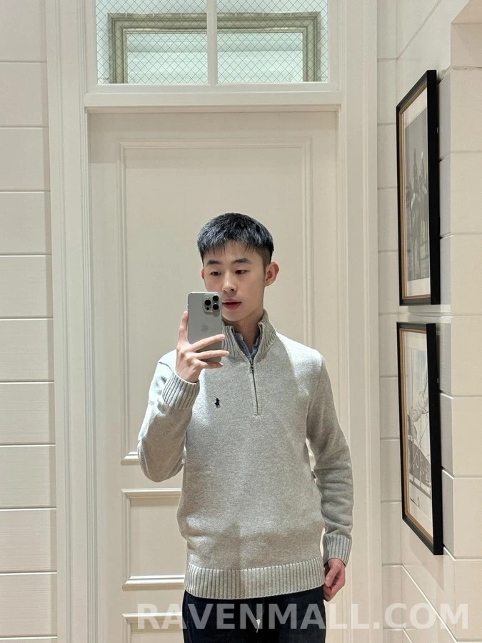 폴로 랄프 로렌 폴로 랄프 로렌 자수 로고 하프집업 니트 상세 이미지