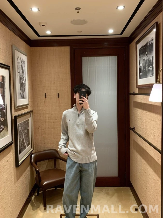 폴로 랄프 로렌 폴로 랄프 로렌 자수 로고 하프집업 니트 상세 이미지
