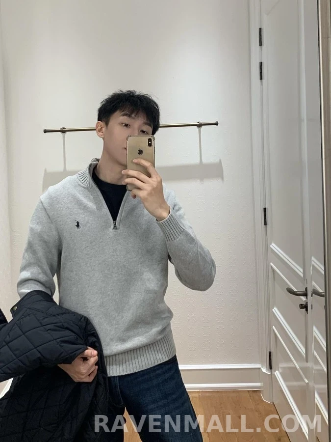 폴로 랄프 로렌 폴로 랄프 로렌 자수 로고 하프집업 니트 상세 이미지