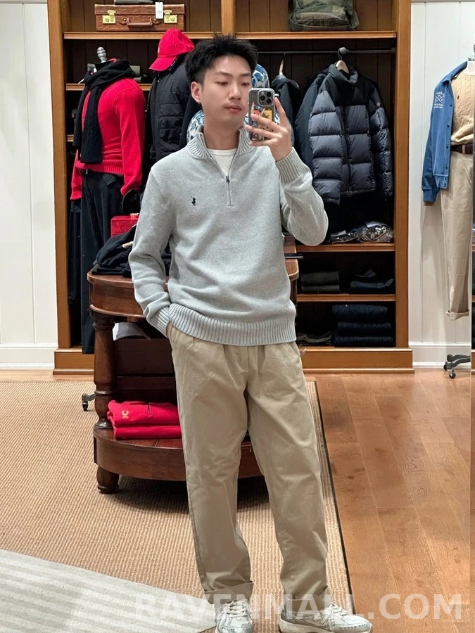 폴로 랄프 로렌 폴로 랄프 로렌 자수 로고 하프집업 니트 상세 이미지
