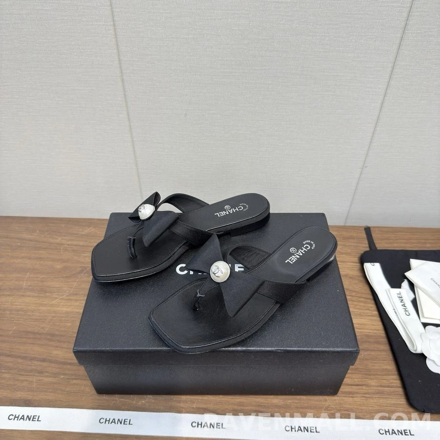 샤넬 샤넬 진주 로고 리본 샌들 상세 이미지
