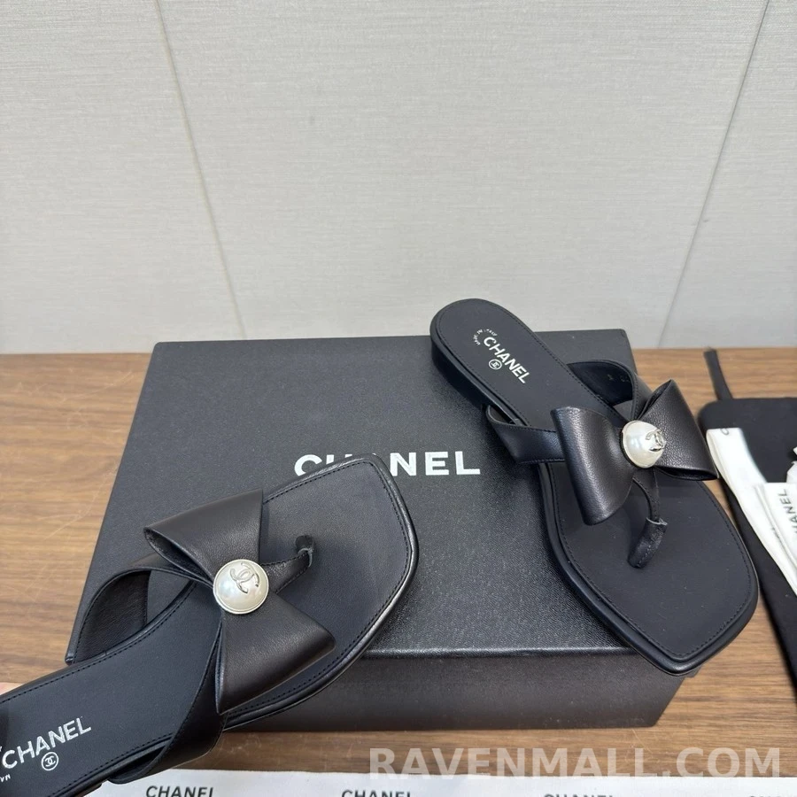 샤넬 샤넬 진주 로고 리본 샌들 상세 이미지