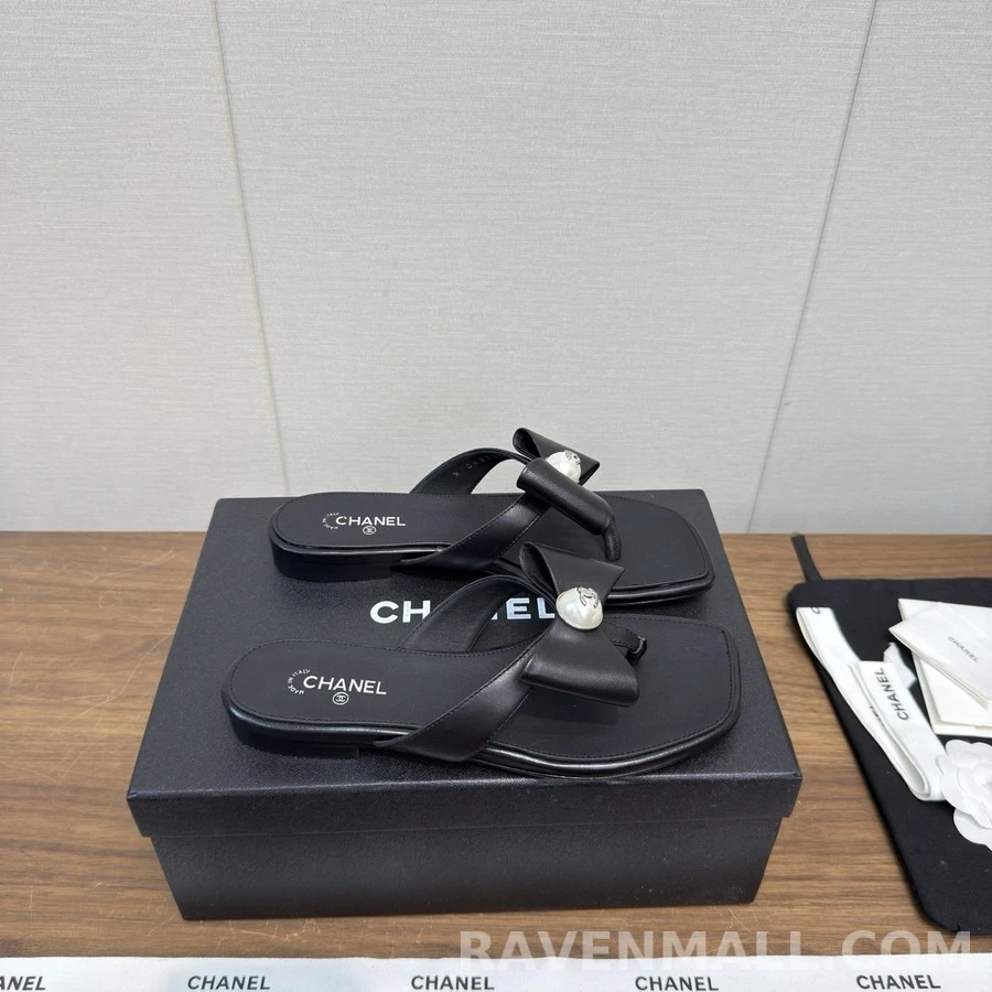 샤넬 샤넬 진주 로고 리본 샌들 상세 이미지